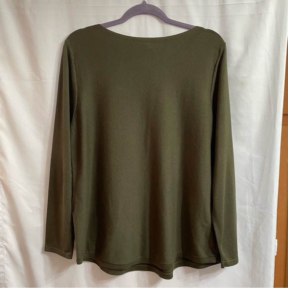 Women’s Chico's 3 Forest Green Knit Top Fall Business Casual Career Office - Picture 6 of 6